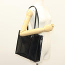 PRADA Shoulder Bag Patent leather Silver Navy Auth 133381-23