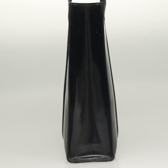 PRADA Shoulder Bag Patent leather Silver Navy Auth 133381