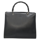 GUCCI Bamboo Hand Bag Leather Black 002 1010 3754 Auth 133382-2