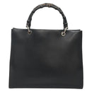 GUCCI Bamboo Hand Bag Leather Black 002 1010 3754 Auth 133382-3