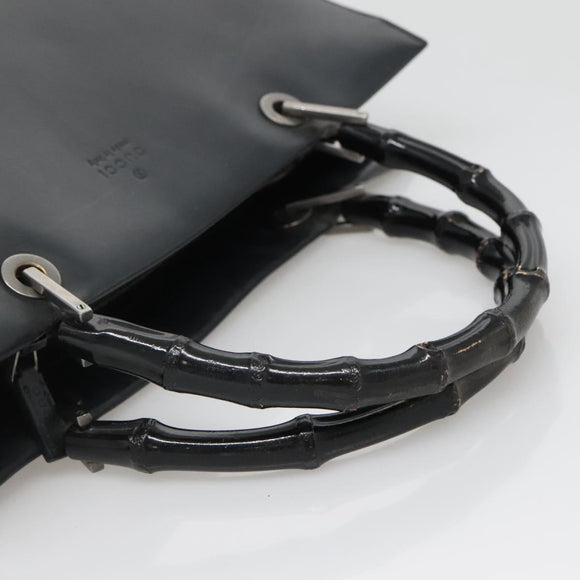 GUCCI Bamboo Hand Bag Leather Black 002 1010 3754 Auth 133382