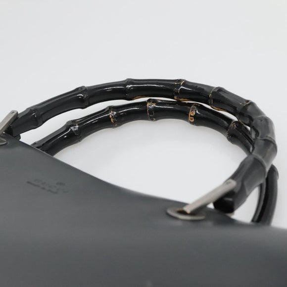 GUCCI Bamboo Hand Bag Leather Black 002 1010 3754 Auth 133382