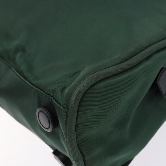PRADA Hand Bag Nylon Green Gold Auth 133384