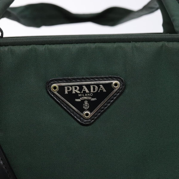 PRADA Hand Bag Nylon Green Gold Auth 133384