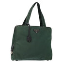 PRADA Hand Bag Nylon Green Gold Auth 133384-1