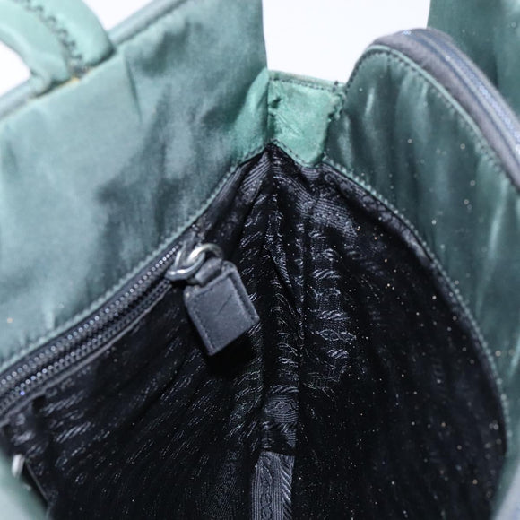 PRADA Hand Bag Nylon Green Gold Auth 133384
