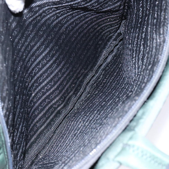 PRADA Hand Bag Nylon Green Gold Auth 133384