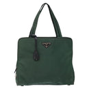 PRADA Hand Bag Nylon Green Gold Auth 133384-13