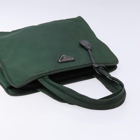 PRADA Hand Bag Nylon Green Gold Auth 133384