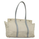 PRADA Tote Bag Canvas Beige Silver Auth 133386-1