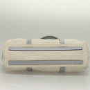 PRADA Tote Bag Canvas Beige Silver Auth 133386-6