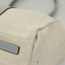 PRADA Tote Bag Canvas Beige Silver Auth 133386-14