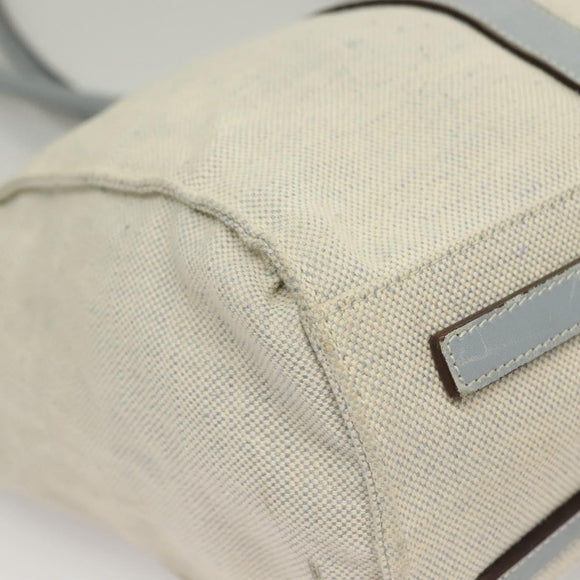 PRADA Tote Bag Canvas Beige Silver Auth 133386