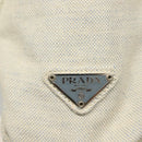 PRADA Tote Bag Canvas Beige Silver Auth 133386-17