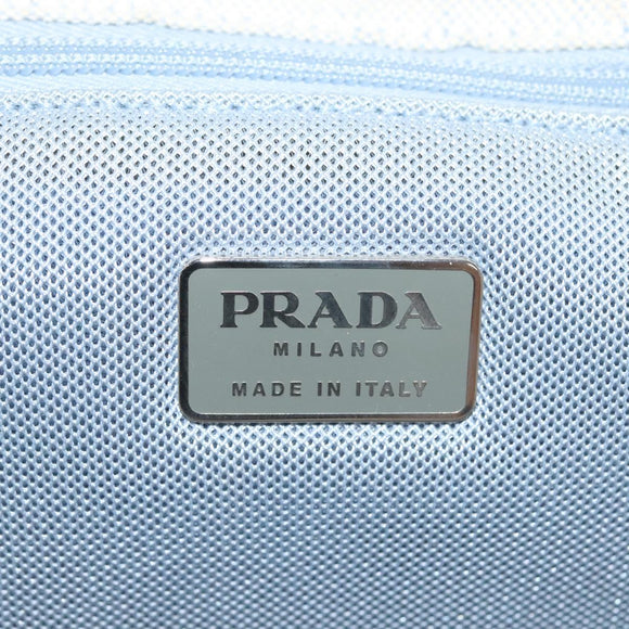 PRADA Tote Bag Canvas Beige Silver Auth 133386