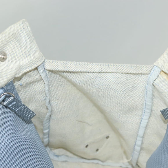 PRADA Tote Bag Canvas Beige Silver Auth 133386