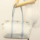 PRADA Tote Bag Canvas Beige Silver Auth 133386-23