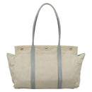 PRADA Tote Bag Canvas Beige Silver Auth 133386-2