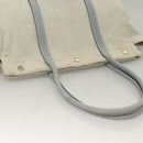 PRADA Tote Bag Canvas Beige Silver Auth 133386-7