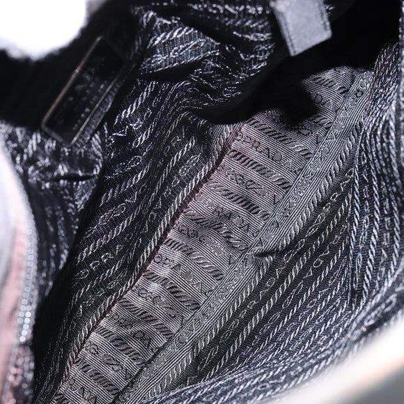 PRADA Shoulder Bag Nylon Black Silver Auth 133387