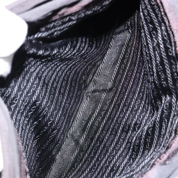 PRADA Shoulder Bag Nylon Black Silver Auth 133387