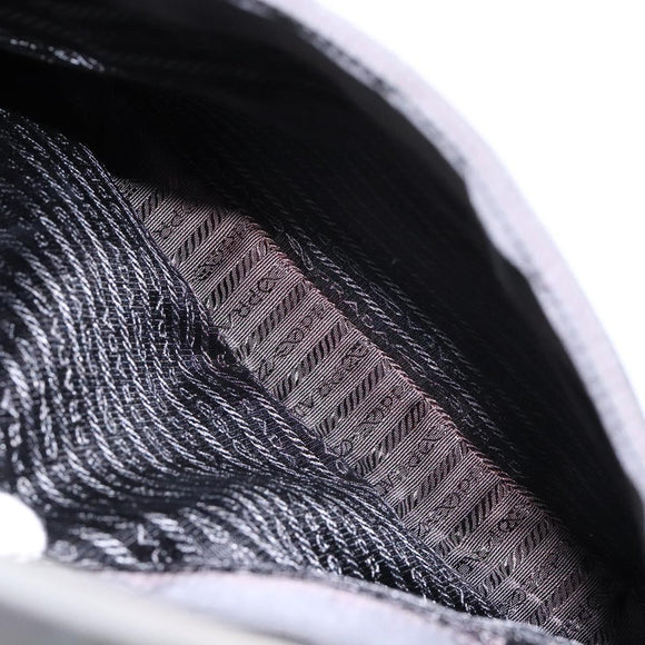 PRADA Shoulder Bag Nylon Black Silver Auth 133387