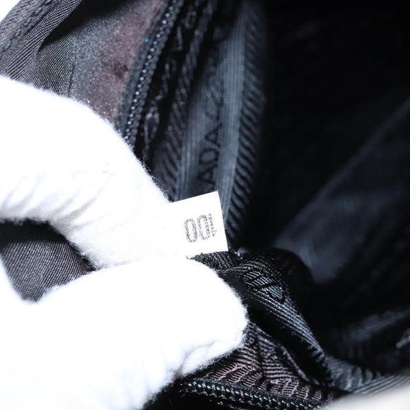 PRADA Shoulder Bag Nylon Black Silver Auth 133387