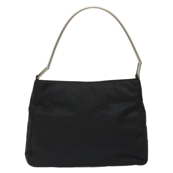 PRADA Shoulder Bag Nylon Black Silver Auth 133387