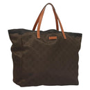 GUCCI GG Canvas Tote Bag Brown Gold 282439 Auth 133388-1
