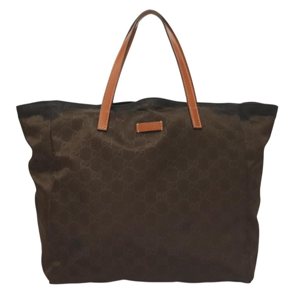 GUCCI GG Canvas Tote Bag Brown Gold 282439 Auth 133388