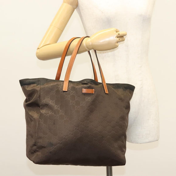 GUCCI GG Canvas Tote Bag Brown Gold 282439 Auth 133388