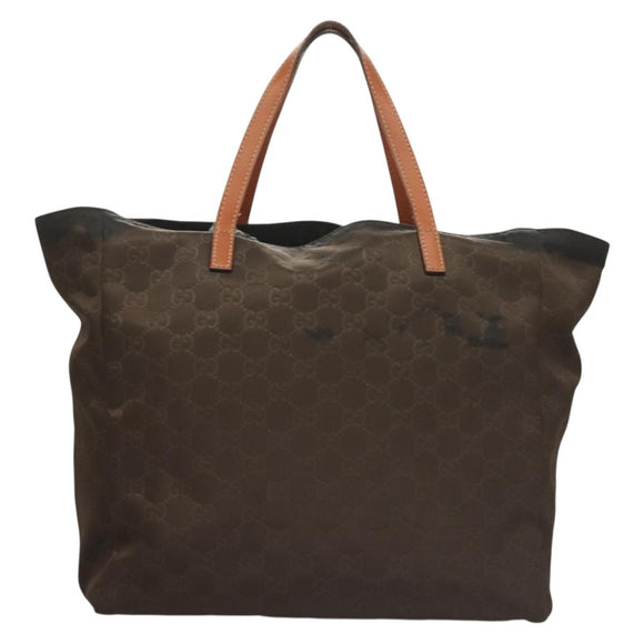 GUCCI GG Canvas Tote Bag Brown Gold 282439 Auth 133388