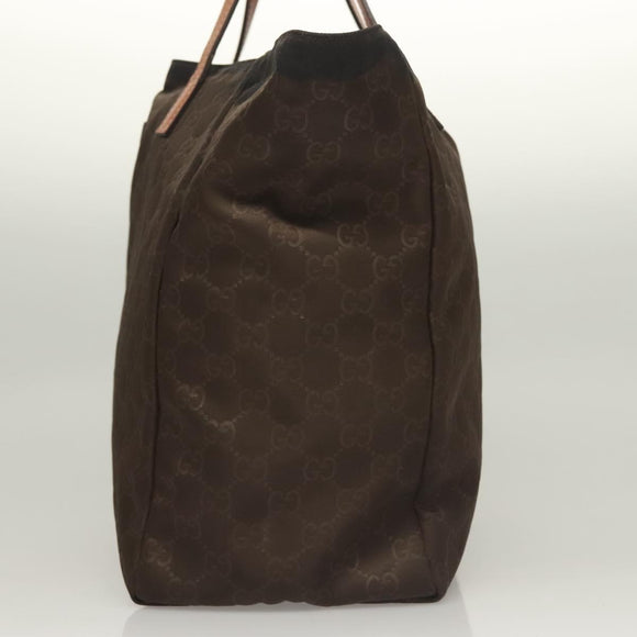 GUCCI GG Canvas Tote Bag Brown Gold 282439 Auth 133388