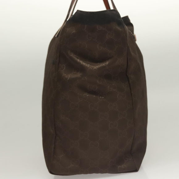 GUCCI GG Canvas Tote Bag Brown Gold 282439 Auth 133388