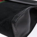 GUCCI Web Sherry Line GG Canvas Shoulder Bag Black Gold 37 04 3657 Auth 133392-9