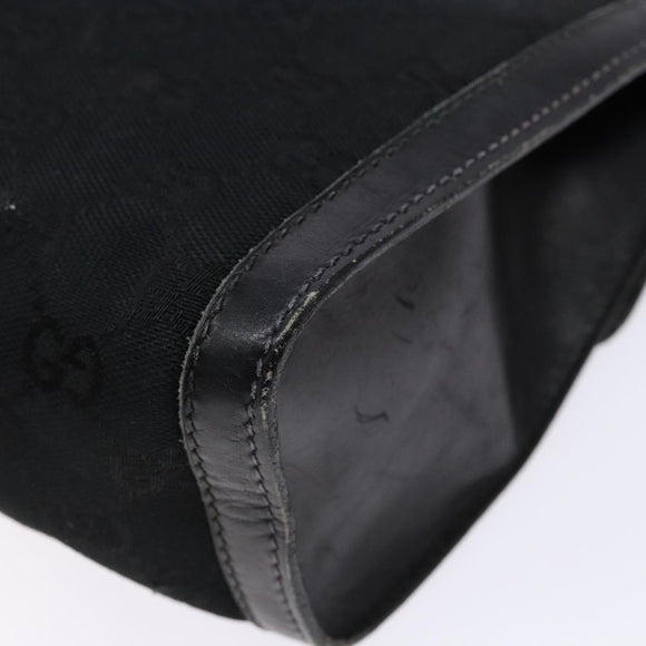 GUCCI Web Sherry Line GG Canvas Shoulder Bag Black Gold 37 04 3657 Auth 133392