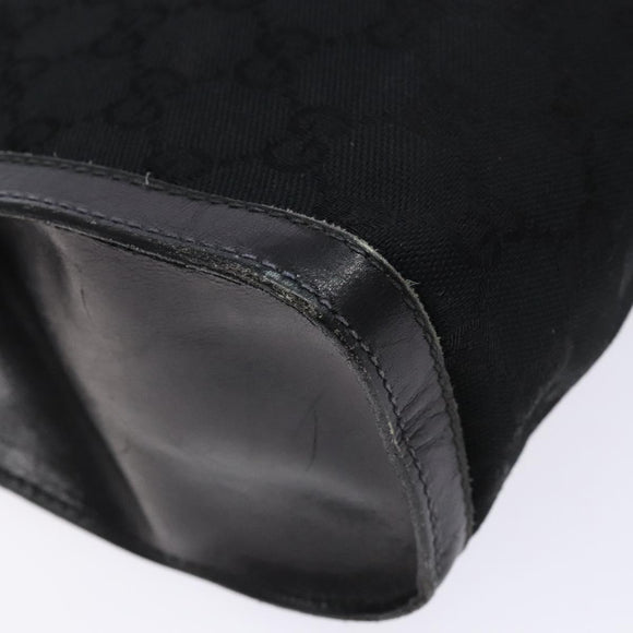 GUCCI Web Sherry Line GG Canvas Shoulder Bag Black Gold 37 04 3657 Auth 133392