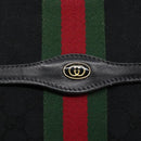 GUCCI Web Sherry Line GG Canvas Shoulder Bag Black Gold 37 04 3657 Auth 133392-17