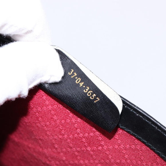 GUCCI Web Sherry Line GG Canvas Shoulder Bag Black Gold 37 04 3657 Auth 133392