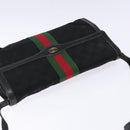 GUCCI Web Sherry Line GG Canvas Shoulder Bag Black Gold 37 04 3657 Auth 133392-6