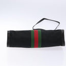 GUCCI Web Sherry Line GG Canvas Shoulder Bag Black Gold 37 04 3657 Auth 133392-5