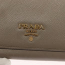 PRADA Shoulder Wallet Bag Safiano leather Beige Gold Auth 133393-18