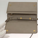 PRADA Shoulder Wallet Bag Safiano leather Beige Gold Auth 133393-9