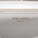PRADA Shoulder Wallet Bag Safiano leather Beige Gold Auth 133393-19