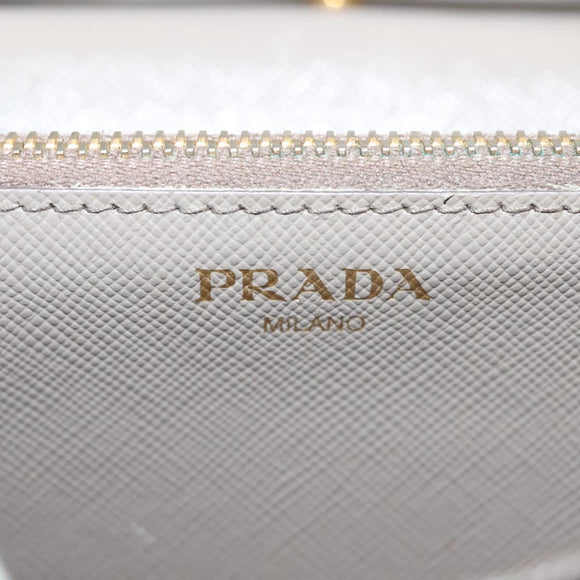 PRADA Shoulder Wallet Bag Safiano leather Beige Gold Auth 133393