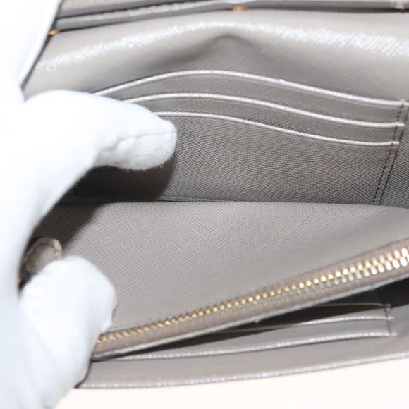 PRADA Shoulder Wallet Bag Safiano leather Beige Gold Auth 133393