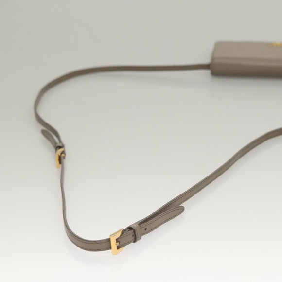 PRADA Shoulder Wallet Bag Safiano leather Beige Gold Auth 133393