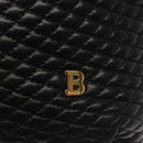 BALLY Quilted Chain Shoulder Bag Leather Black Gold Auth 133395-17