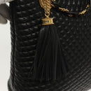 BALLY Quilted Chain Shoulder Bag Leather Black Gold Auth 133395-18