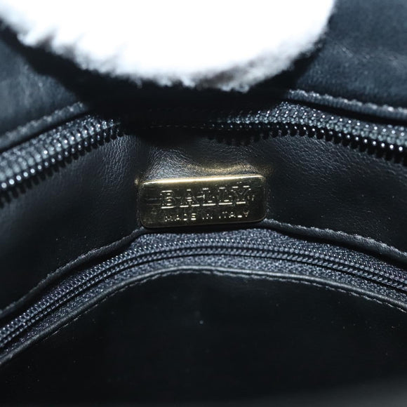 BALLY Quilted Chain Shoulder Bag Leather Black Gold Auth 133395